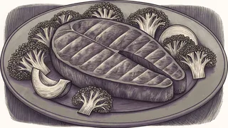 Protein-rich salmon, fresh vegetables, and eggs exemplify low-carbohydrate eating choices.
