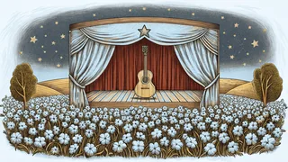 A Texas cotton field under vast prairie sky celebrating musical heritage.