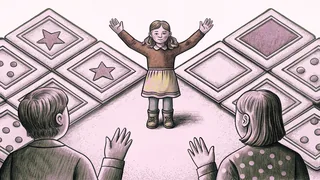 A child warmly greeting and inviting a new friend to play together.