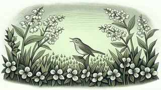 Lily of the valley and hawthorn blossoms create a fragrant spring garden sanctuary.
