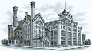 A brewery interior with beer barrels and classic Milwaukee architectural heritage.