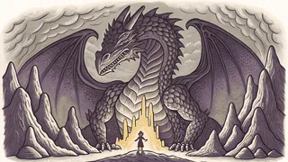 A collection of classic movie monsters gathered in a shadowy lair.