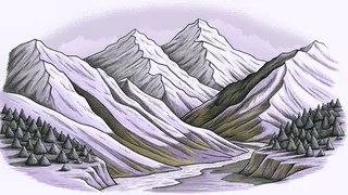 Majestic mountain ranges with snow-covered peaks across continents.
