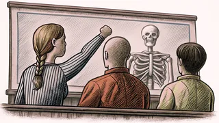 Anatomical model with a posed muscular arm for study