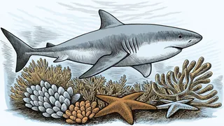 Ocean creatures on a coral reef
