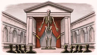 Skeletal model displayed for educational study