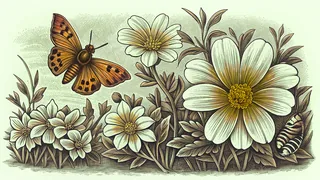 Pollinators visiting garden flowers