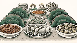 Traditional Mexican dishes arranged on a dining table.