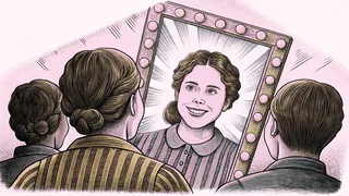 A figure seeing their confident reflection in a mirror.