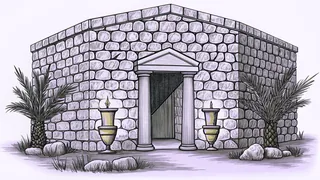 Ancient artifacts and oil lamps in a sacred temple setting honoring Old Testament prophets.