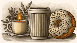 Fall flavors evoked by coffee, pastries, and spice.