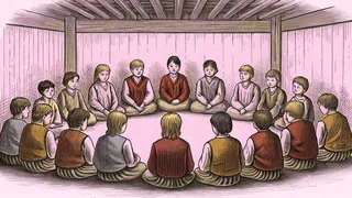Young people gathering respectfully to listen and share with kindness.