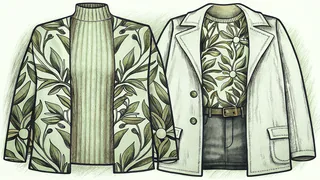 A spring mannequin sports a lightweight sweater paired with cropped jeans and a trench coat.