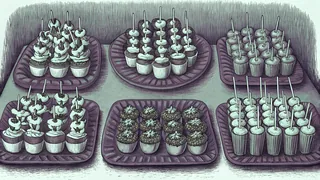 Green appetizers on serving platter