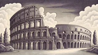 Travel destinations including historic ruins, mountains, ocean views, and city architecture