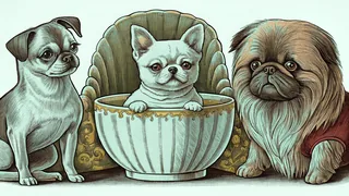 Adorable teacup puppies including a Chihuahua, Pomeranian, and Pug