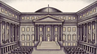 A government building showing three branches of power.
