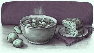 Traditional Irish hearty dishes—steaming stew, golden soda bread, roasted vegetables.