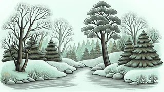 A partridge watches as doves and white swans gather on a snow-covered landscape.