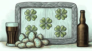 Irish pub table with whiskey and Guinness
