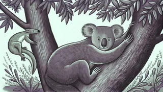 Australian wildlife including a koala, kangaroo, and platypus in native habitat.