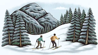 Ice skaters glide gracefully while skiers carve down snowy slopes.