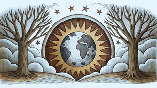 The tilted planet Earth at its farthest point from the sun during the longest night of winter.