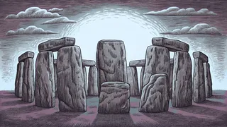 Stonehenge stands stark against a luminous winter solstice dawn.