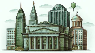 Famous city skylines including Dublin, New York, Sydney, and Chicago filled with parade-day crowds.
